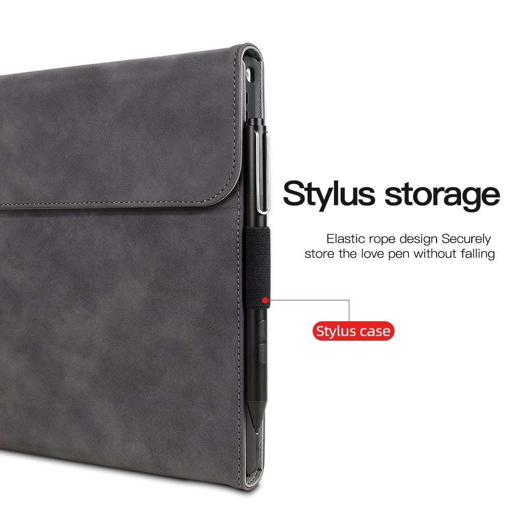 For Microsoft Surface Pro X Sheepskin All-Inclusive Shockproof Protective Case with Pow ... (Grey)