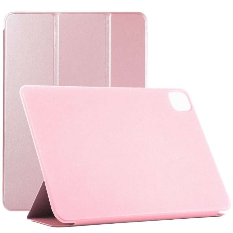 Horizontal Flip Ultra-thin Non-buckle Magnetic PU Leather Tablet Case With Three-f ... (Rose Gold)