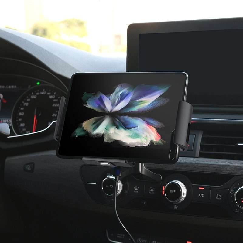 For Samsung Galaxy Z Fold4 / 3 S1 Pro Car Horizontal Navigation Phone Holder Wireless ... (Black)