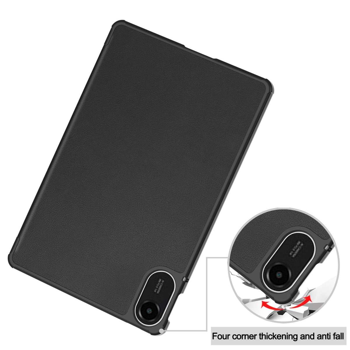 For Xiaomi Redmi Pad 2 Custer Texture 3-Fold Holder Leather Smart Tablet Case(Black)