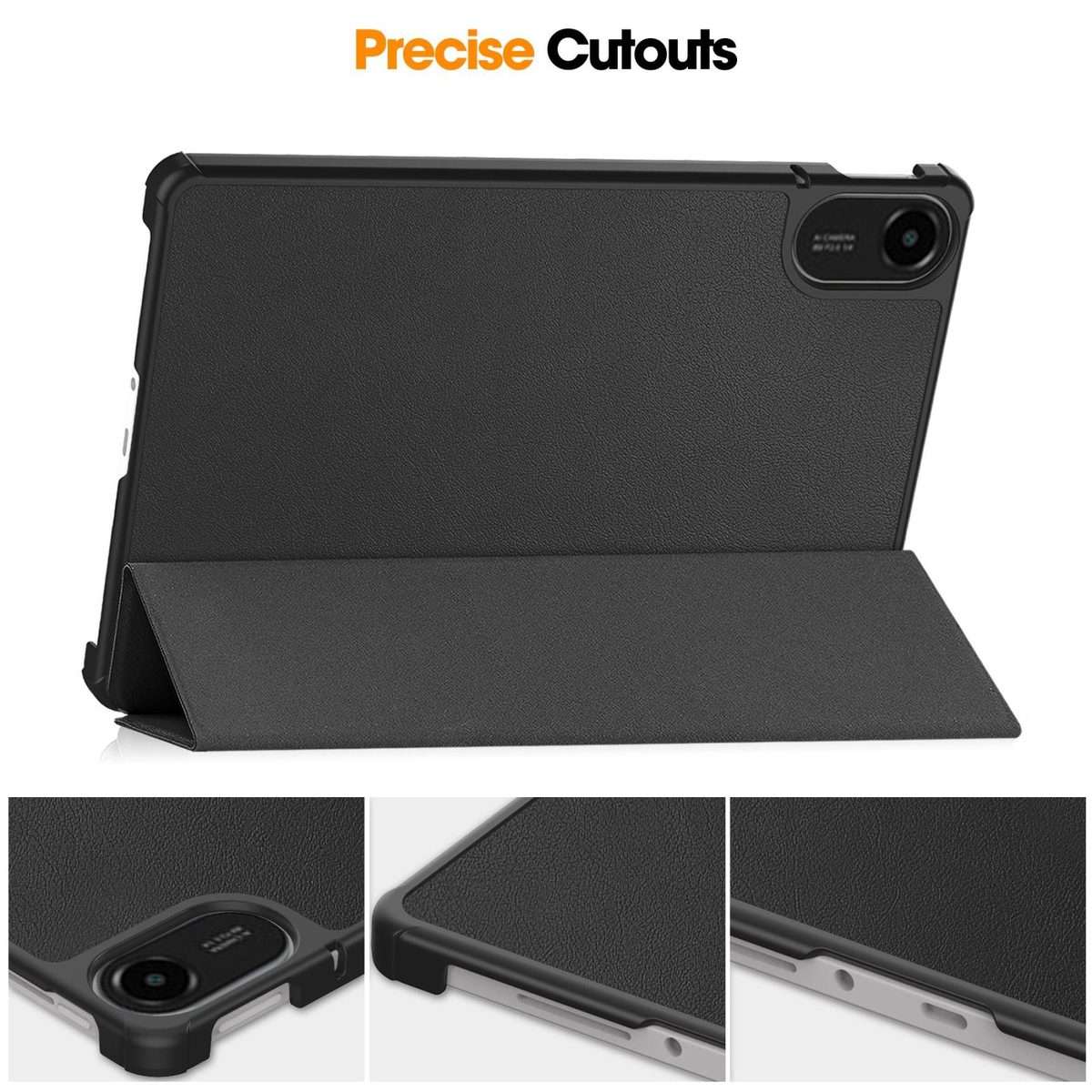 For Xiaomi Redmi Pad 2 Custer Texture 3-Fold Holder Leather Smart Tablet Case(Black)