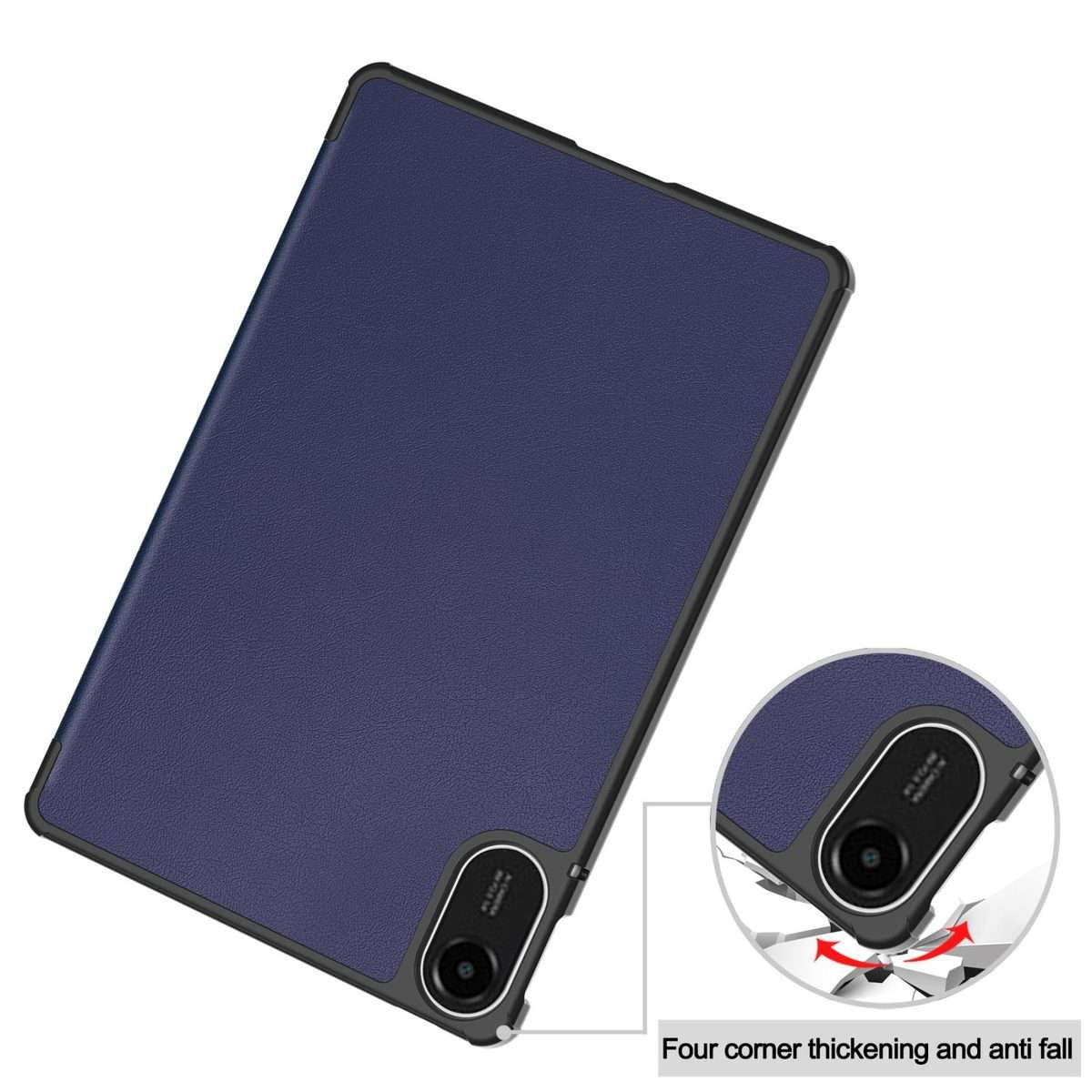 For Xiaomi Redmi Pad 2 Custer Texture 3-Fold Holder Leather Smart Tablet Case(Dark Blue)