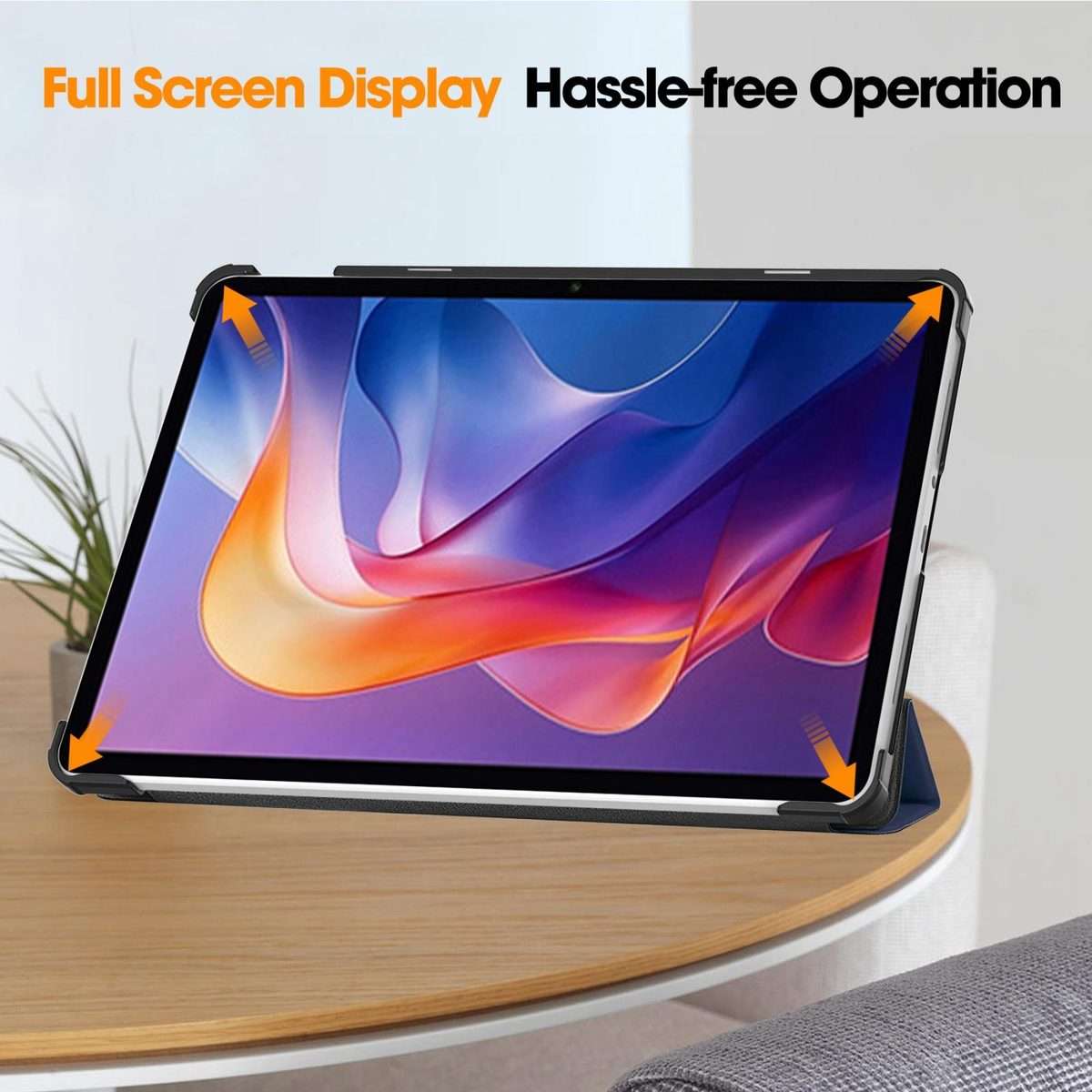 For Xiaomi Redmi Pad 2 Custer Texture 3-Fold Holder Leather Smart Tablet Case(Dark Blue)