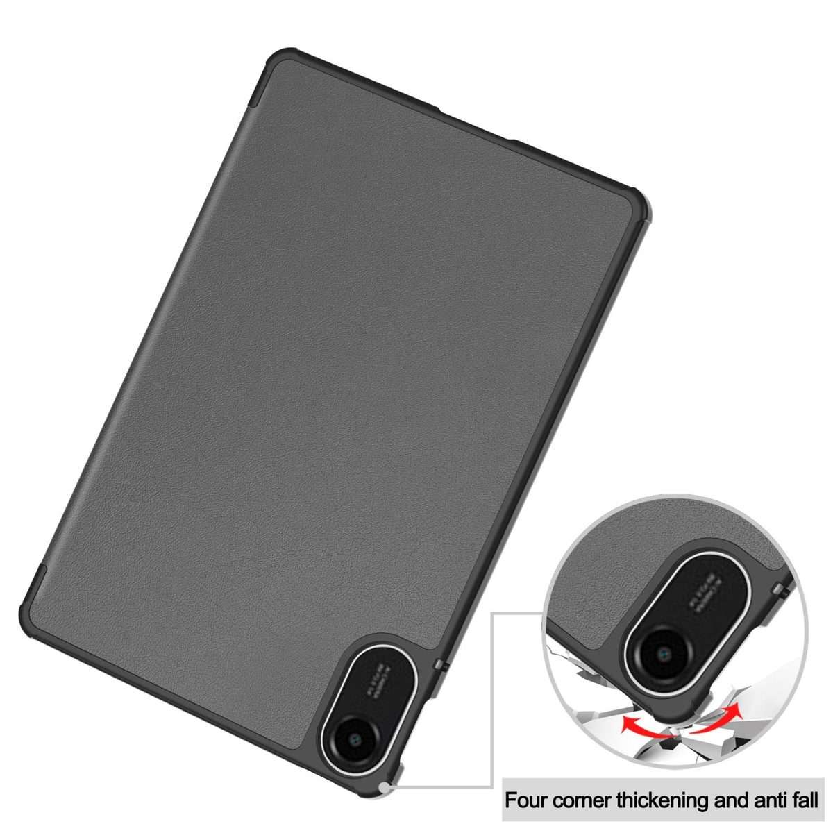 For Xiaomi Redmi Pad 2 Custer Texture 3-Fold Holder Leather Smart Tablet Case(Grey)