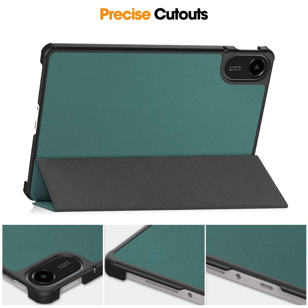 For Xiaomi Redmi Pad 2 Custer Texture 3-Fold Holder Leather Smart Tablet Case(Green)