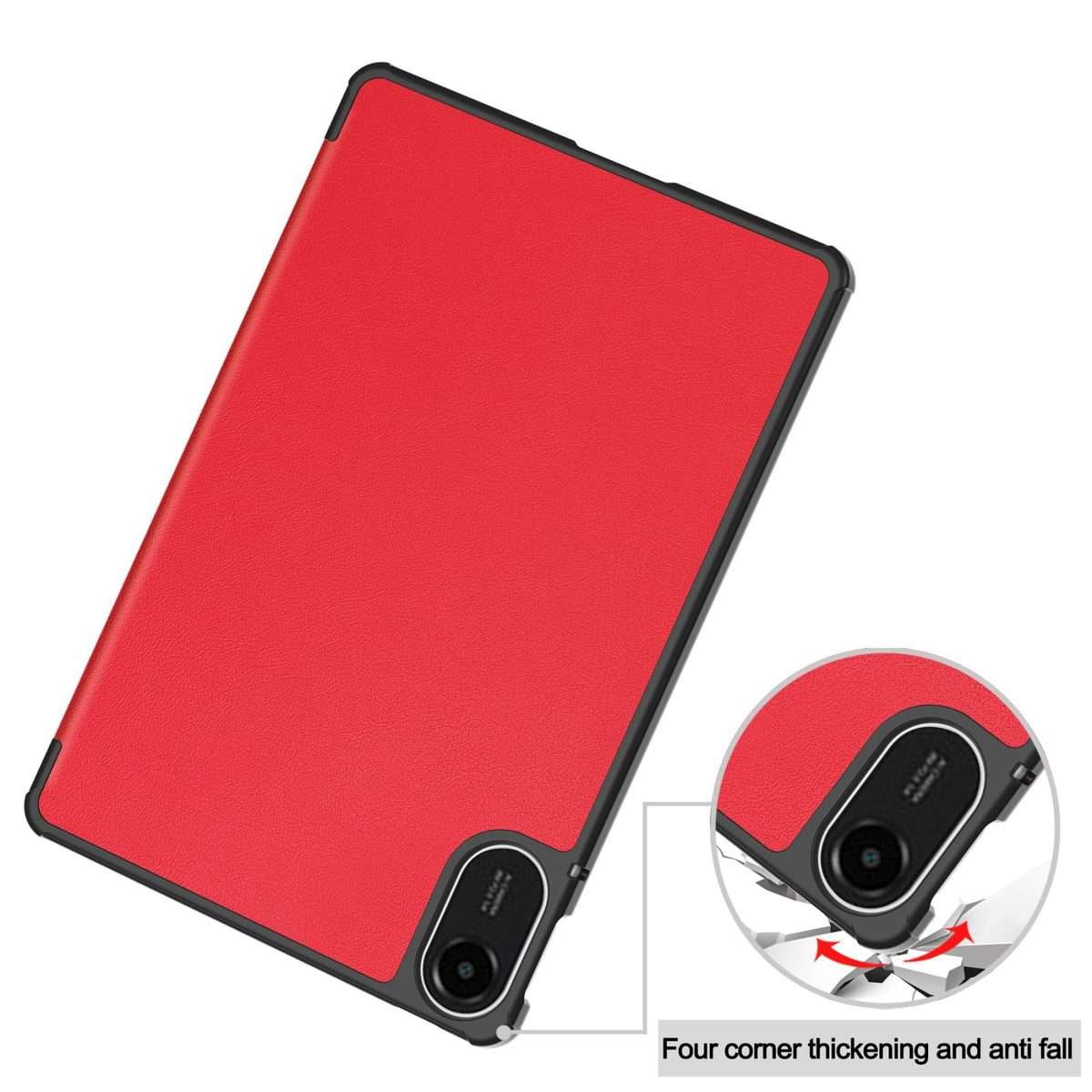 For Xiaomi Redmi Pad 2 Custer Texture 3-Fold Holder Leather Smart Tablet Case(Red)