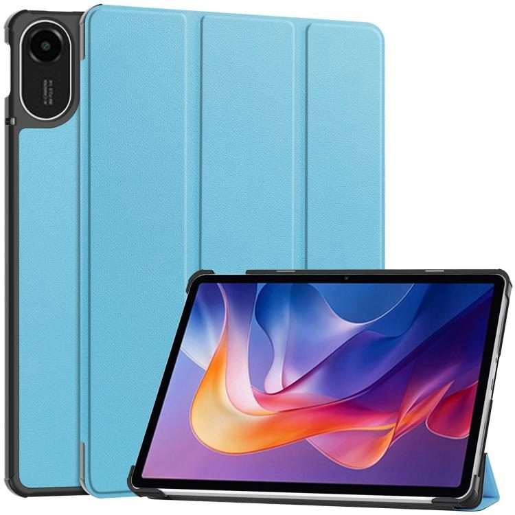 For Xiaomi Redmi Pad 2 Custer Texture 3-Fold Holder Leather Smart Tablet Case(Sky Blue)