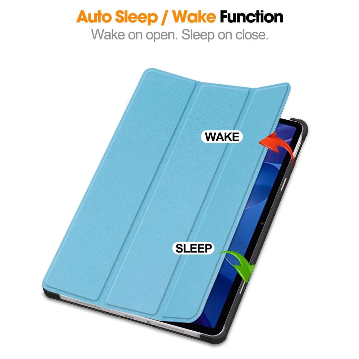 For Xiaomi Redmi Pad 2 Custer Texture 3-Fold Holder Leather Smart Tablet Case(Sky Blue)