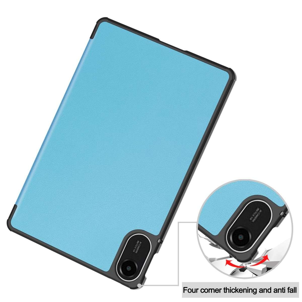 For Xiaomi Redmi Pad 2 Custer Texture 3-Fold Holder Leather Smart Tablet Case(Sky Blue)