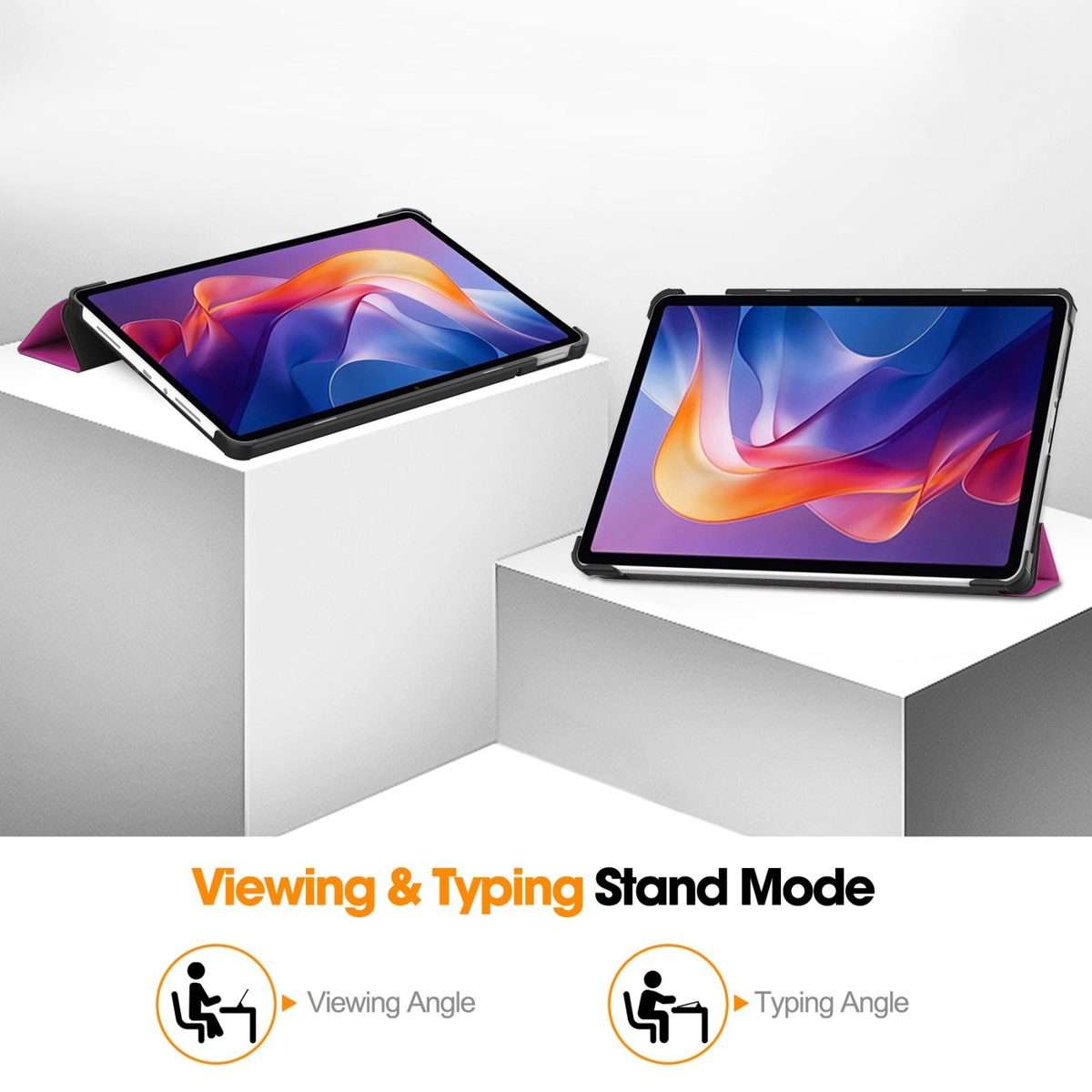 For Xiaomi Redmi Pad 2 Custer Texture 3-Fold Holder Leather Smart Tablet Case(Purple)