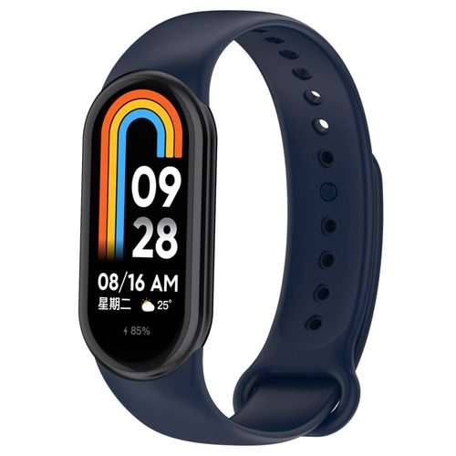 For Xiaomi Mi Band 8 Solid Color Silicone Plug Replacement Watch Band(Midnight Blue)