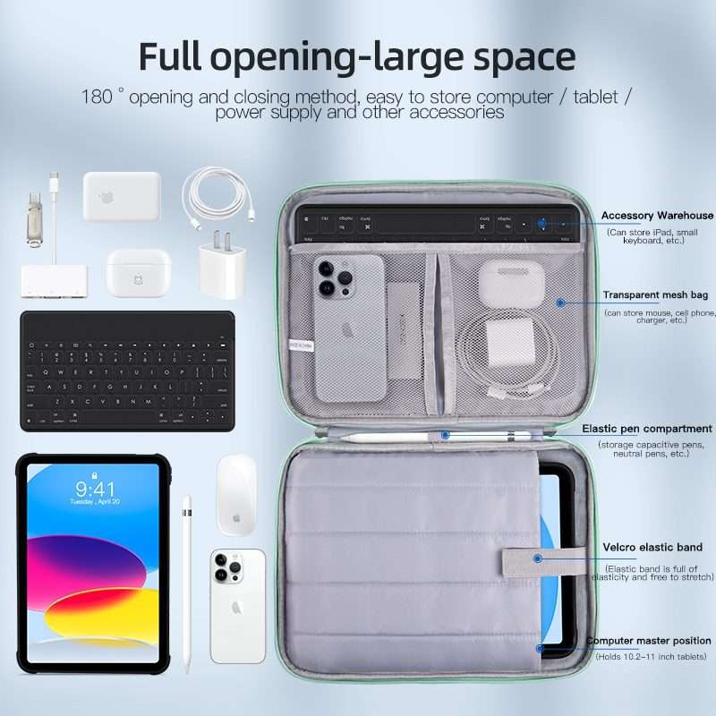 For 9.7-11 inch Laptop Portable Cloth Texture Leather Bag(Blue)