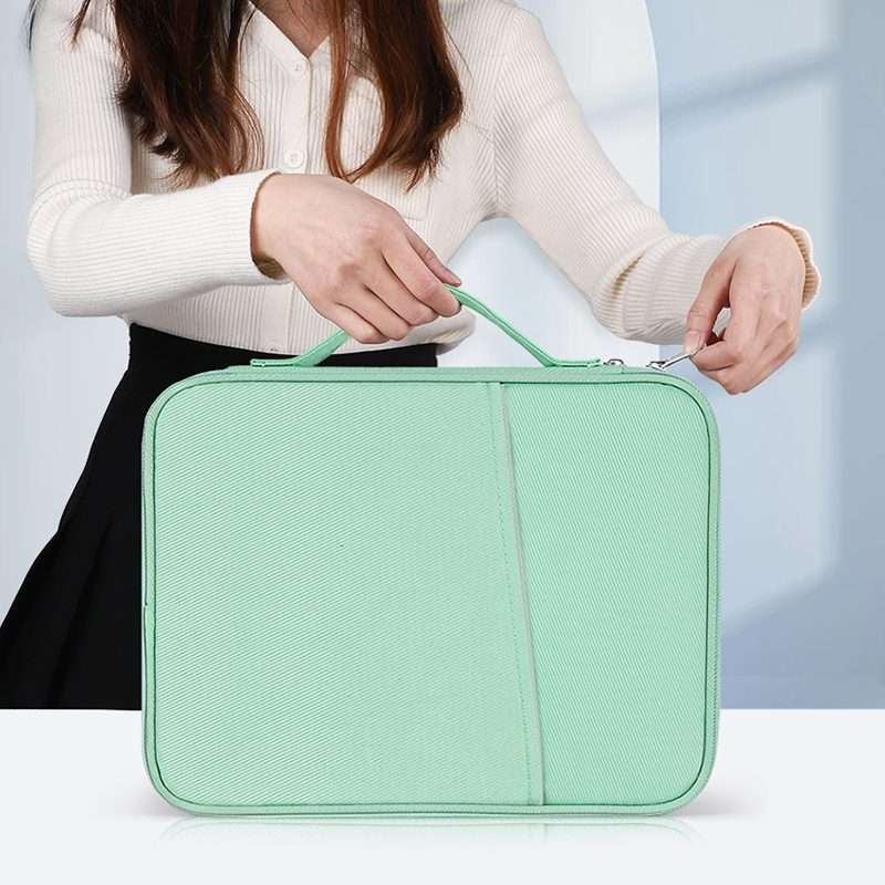 For 9.7-11 inch Laptop Portable Cloth Texture Leather Bag(Blue)