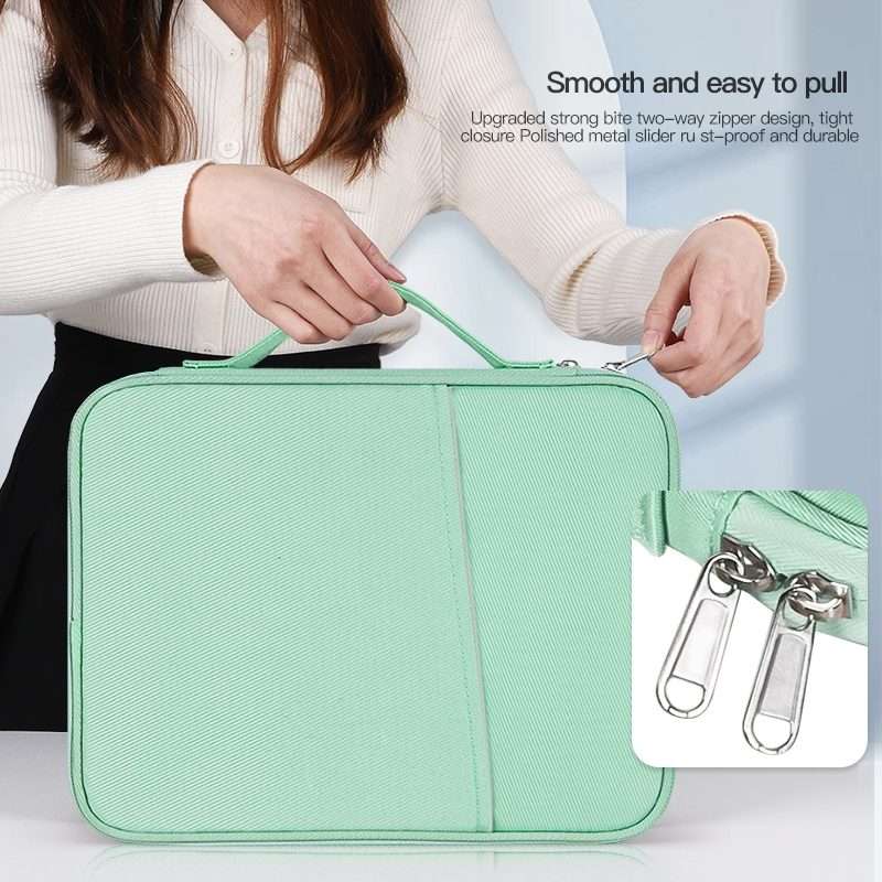 For 9.7-11 inch Laptop Portable Cloth Texture Leather Bag(Black)
