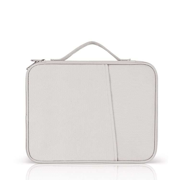 For 12.9-13 inch Laptop Portable Cloth Texture Leather Bag(White)
