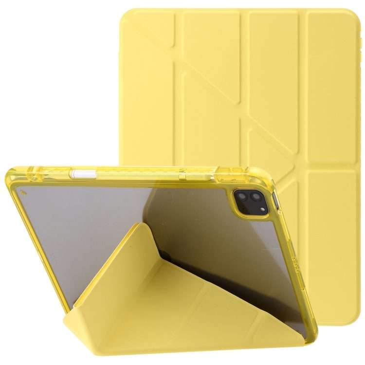For iPad Pro 11 2022 / 2021 / 2020 Clear Acrylic Deformation Leather Tablet Case(Yellow)