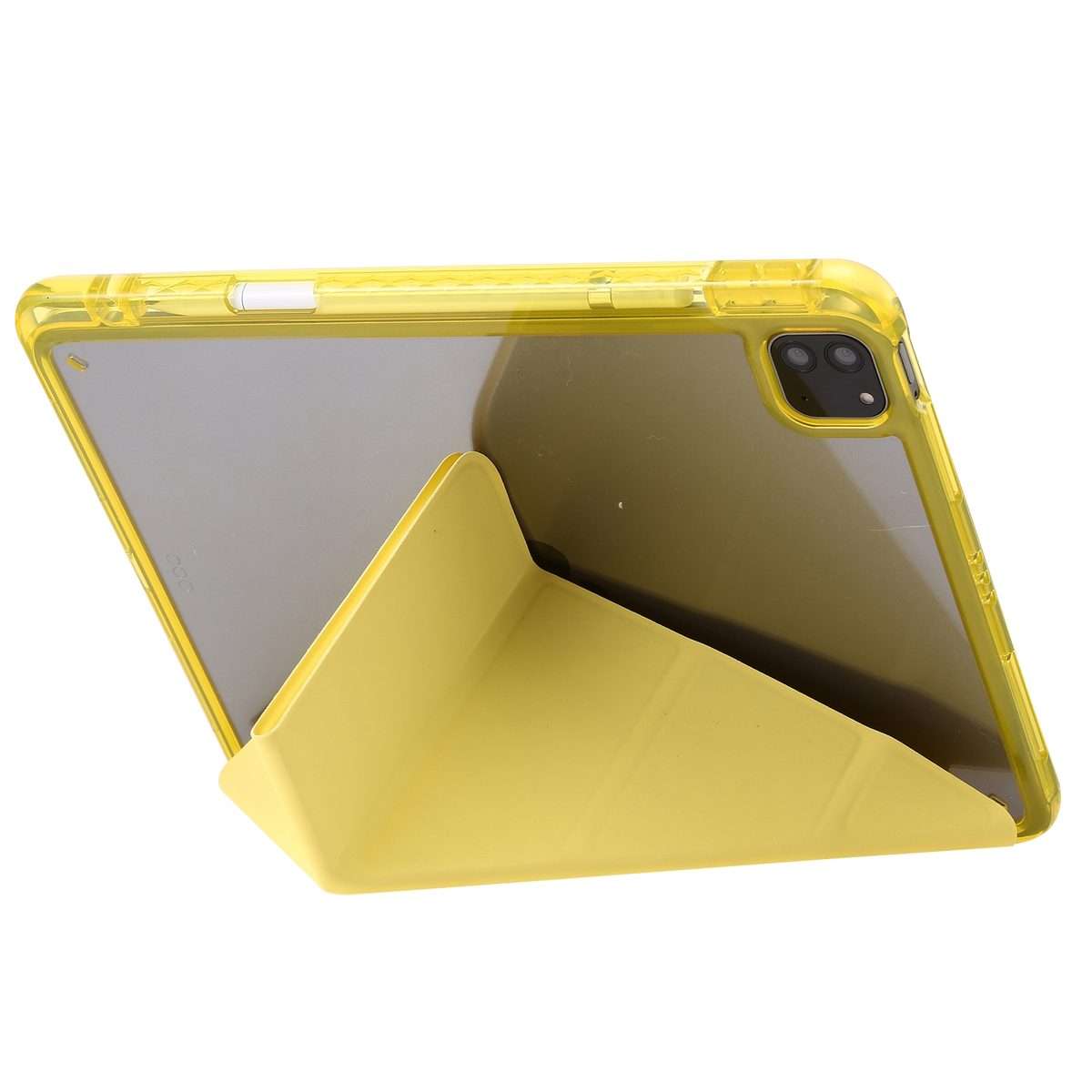 For iPad Pro 11 2022 / 2021 / 2020 Clear Acrylic Deformation Leather Tablet Case(Yellow)