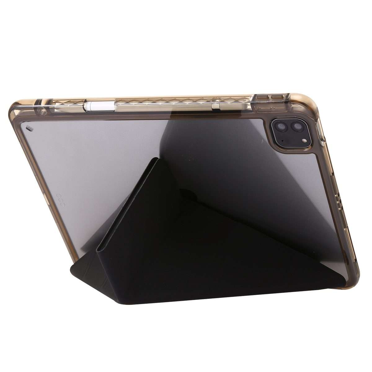 For iPad Pro 12.9 2022 / 2021 / 2020 Clear Acrylic Deformation Leather Tablet Case(Black)