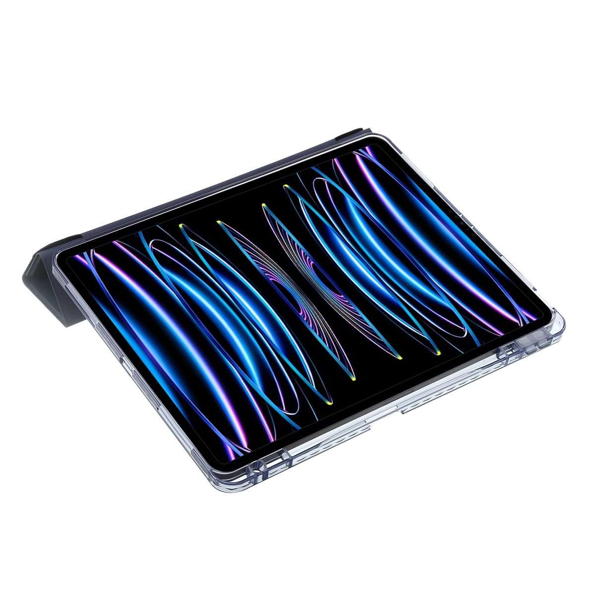 For iPad Pro 12.9 2022 / 2021 / 2020 Clear Acrylic Deformation Leather Tablet Case(Black)