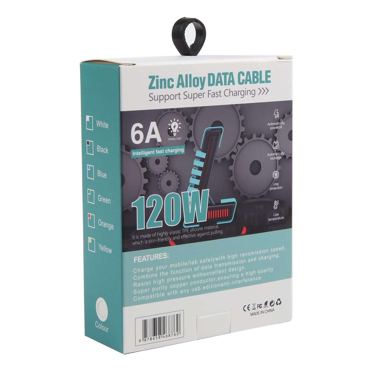 Mech Series 6A 120W 3 in 1 Metal Plug Silicone Fast Charging Data Cable, Length: 1.2m(Orange)