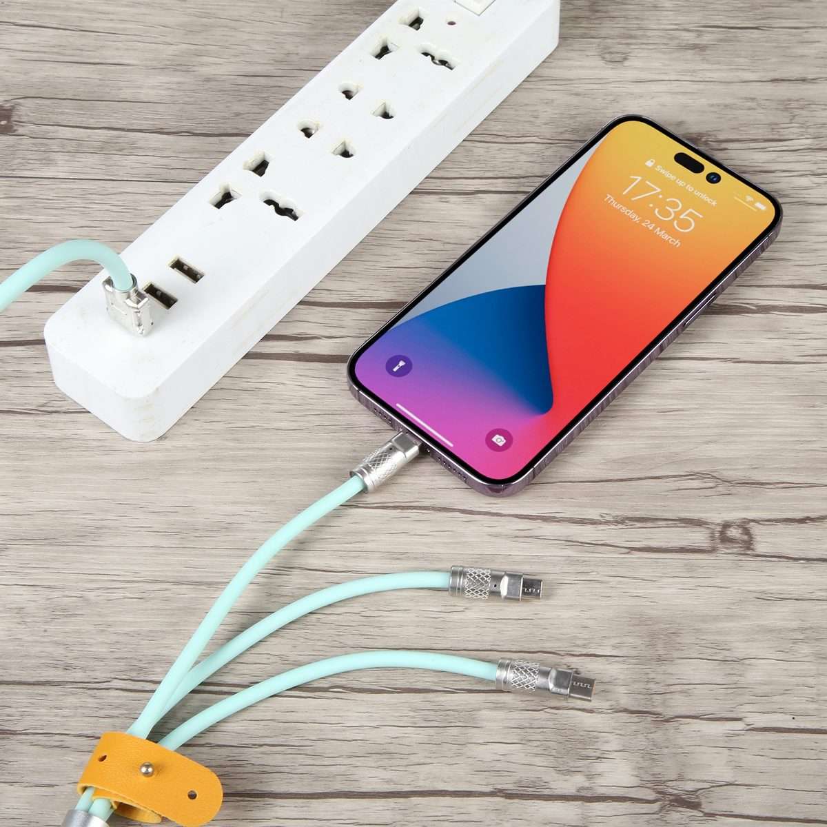 Mech Series 6A 120W 3 in 1 Metal Plug Silicone Fast Charging Data Cable, Length: 1.2m(Mint Green)