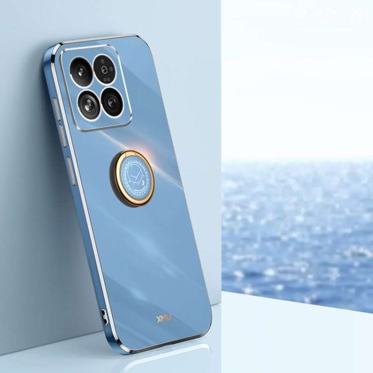 For Xiaomi 14 Pro XINLI Straight Edge 6D Electroplate TPU Phone Case with Rin ... (Celestial Blue)