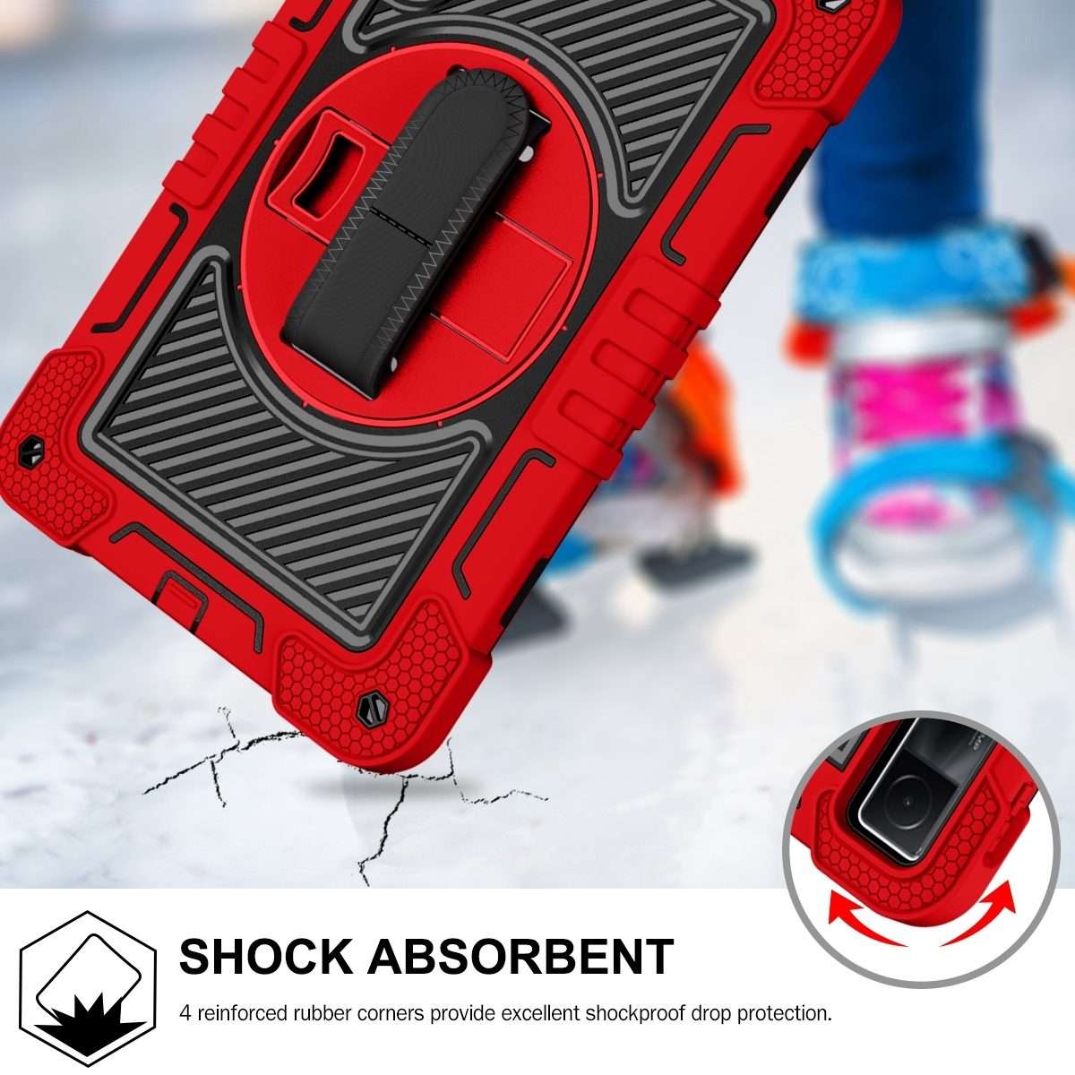 For Xiaomi Redmi Pad 10.61 360 Degree Rotation PC Contrast Silicone Tablet Case(Red + Black)