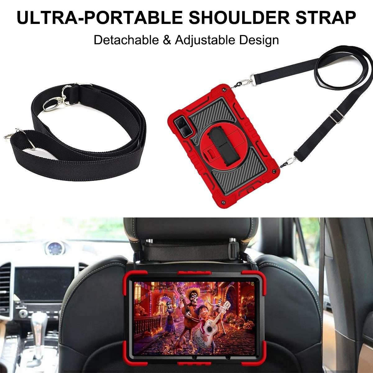 For Xiaomi Redmi Pad 10.61 360 Degree Rotation PC Contrast Silicone Tablet Case(Red + Black)