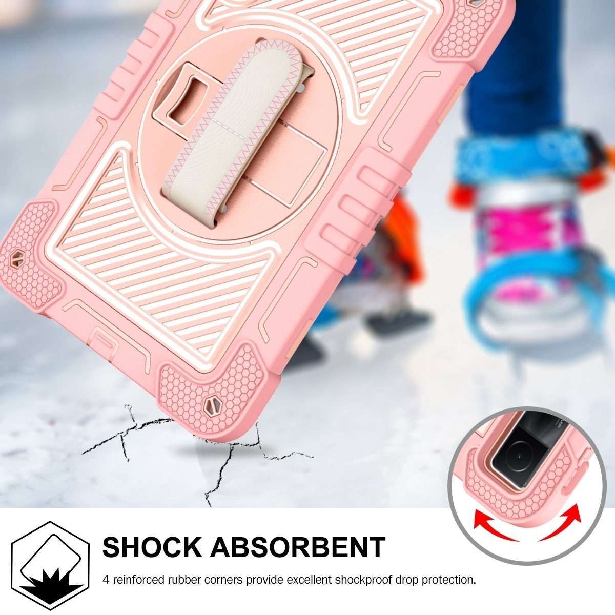 For Xiaomi Redmi Pad 10.61 360 Degree Rotation PC Contrast Silicone Tablet Case(Rose Gold)