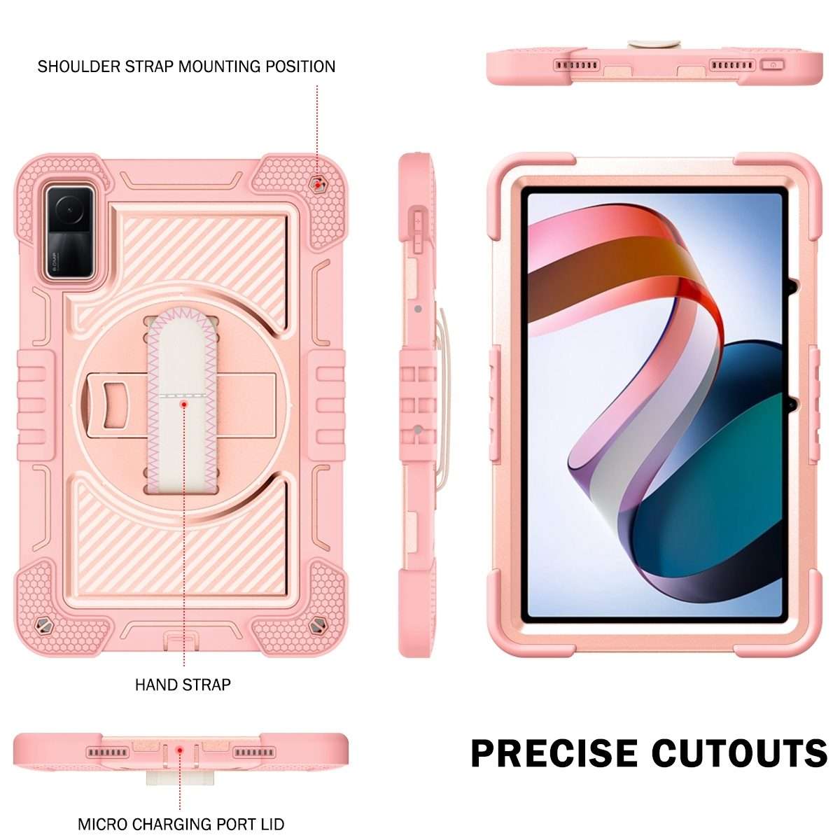 For Xiaomi Redmi Pad 10.61 360 Degree Rotation PC Contrast Silicone Tablet Case(Rose Gold)