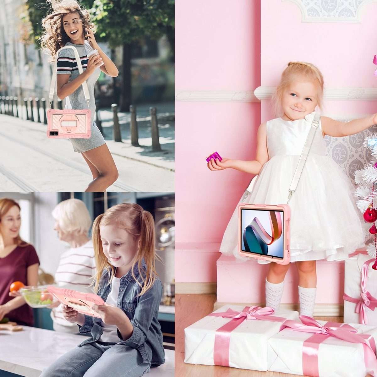 For Xiaomi Redmi Pad 10.61 360 Degree Rotation PC Contrast Silicone Tablet Case(Rose Gold)