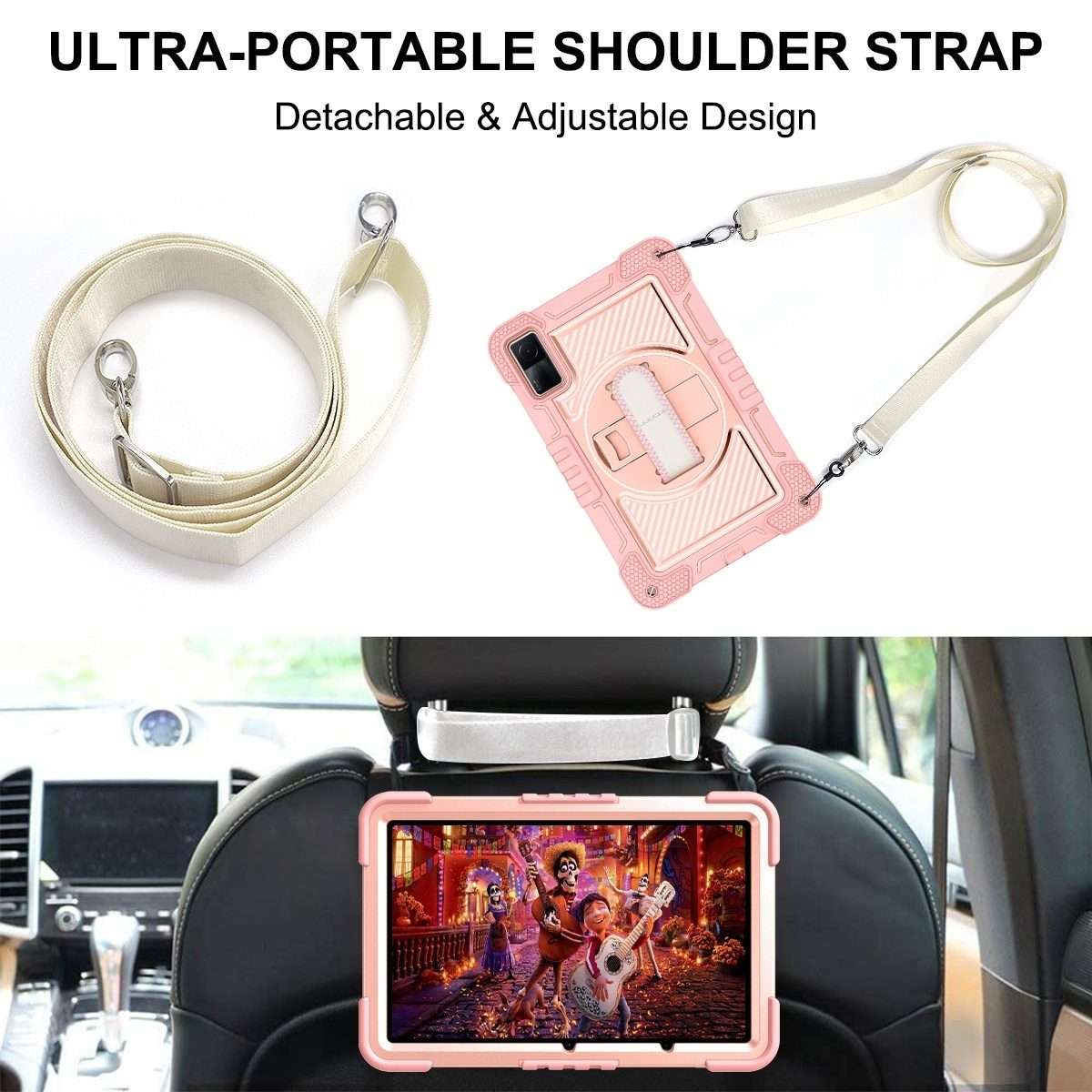 For Xiaomi Redmi Pad 10.61 360 Degree Rotation PC Contrast Silicone Tablet Case(Rose Gold)