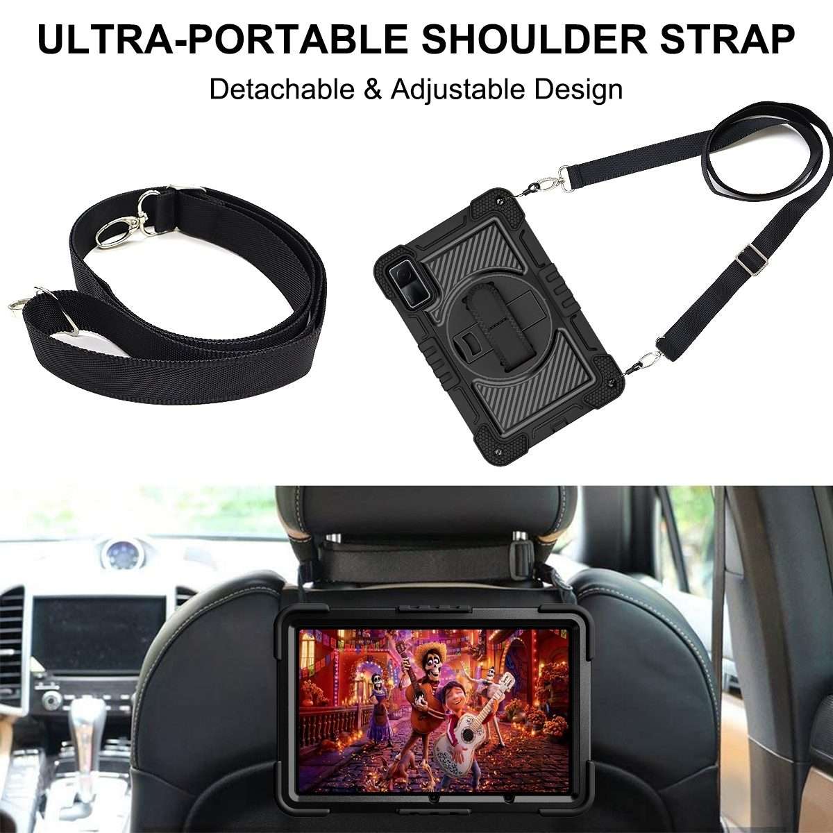 For Xiaomi Redmi Pad 10.61 360 Degree Rotation PC Contrast Silicone Tablet Case(Black)