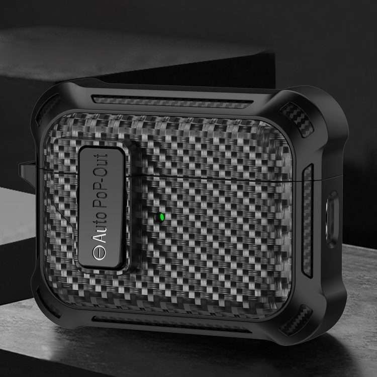 For AirPods Pro Alpha Carbon Fiber Wireless Bluetooth Earphone Protective Case(Black)