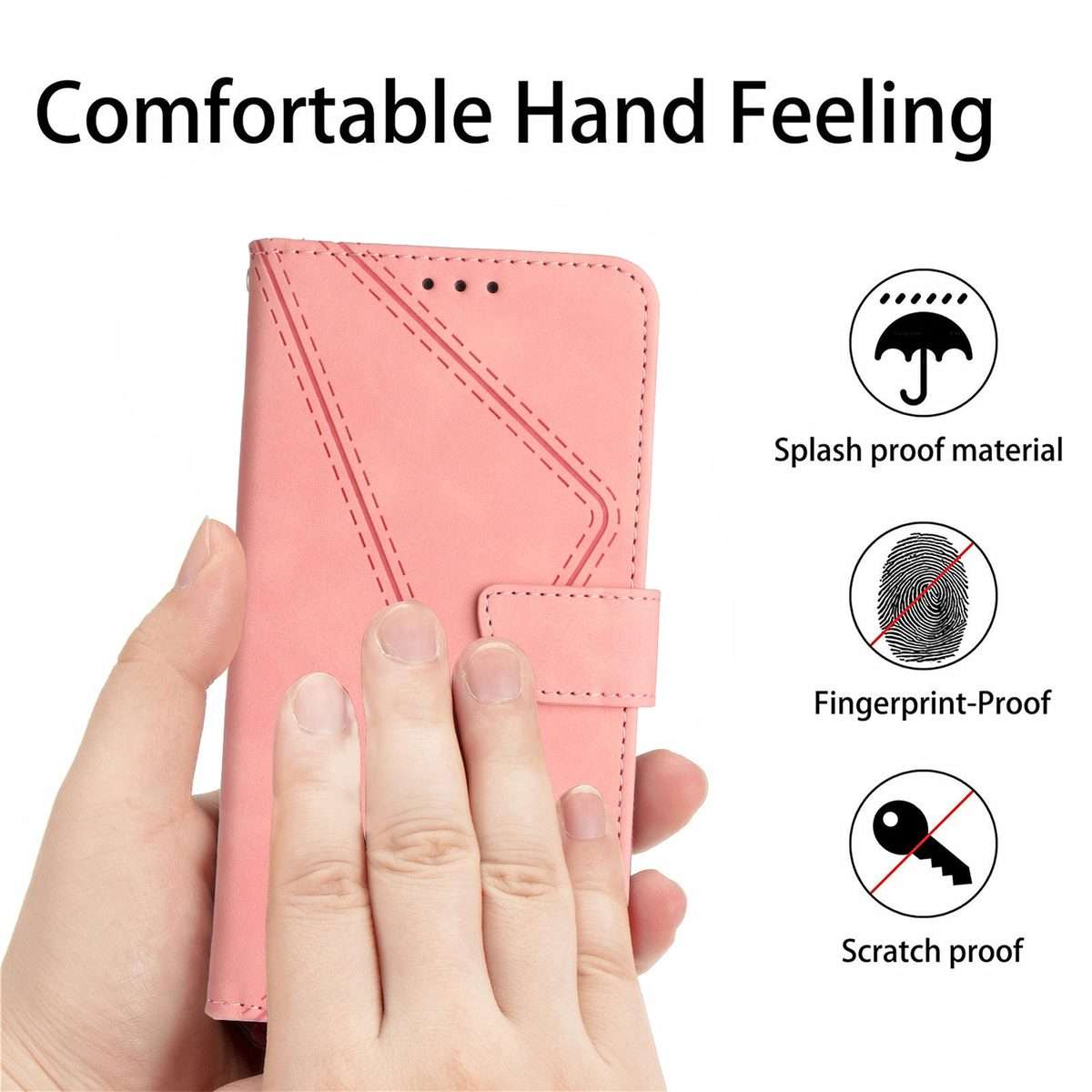 For Xiaomi 14 Pro Stitching Embossed Leather Phone Case(Pink)