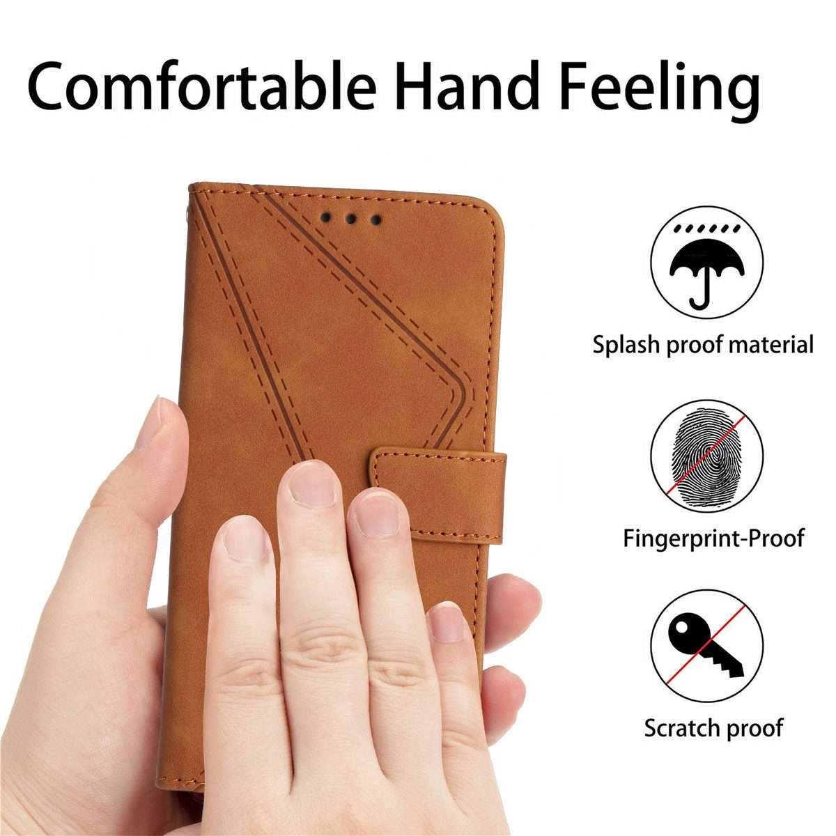 For Xiaomi 14 Pro Stitching Embossed Leather Phone Case(Brown)