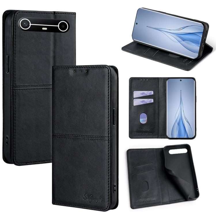 For Tecno Pova Slim 5G / Spark Slim 4G Cow Texture Magnetic Leather Phone Case(Black)