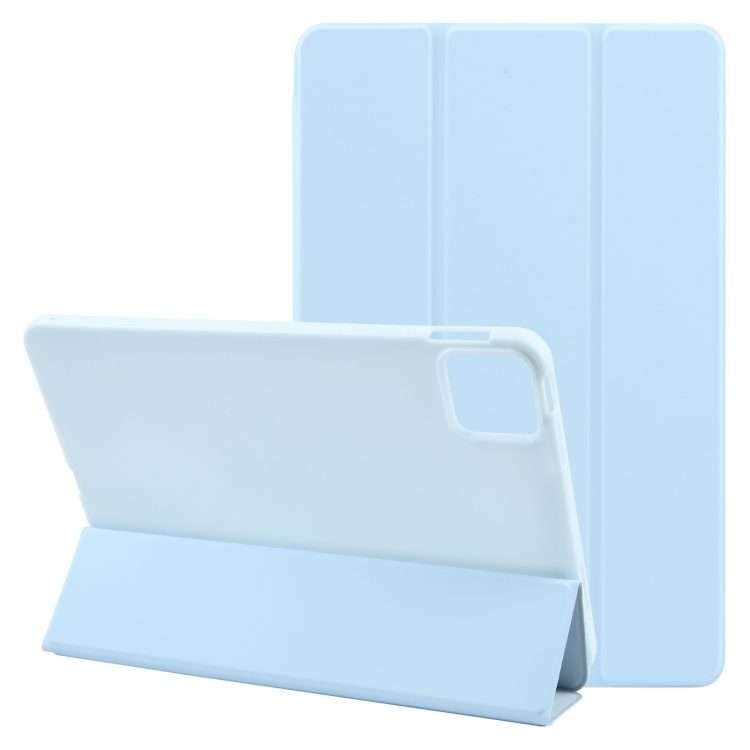 For Xiaomi Pad 7 / Pad 7 Pro Three-fold Holder Flip Tablet Leather Case(Sky Blue)