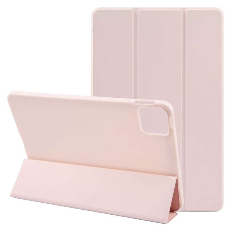 For Xiaomi Pad 7 / Pad 7 Pro Three-fold Holder Flip Tablet Leather Case(Light Pink)