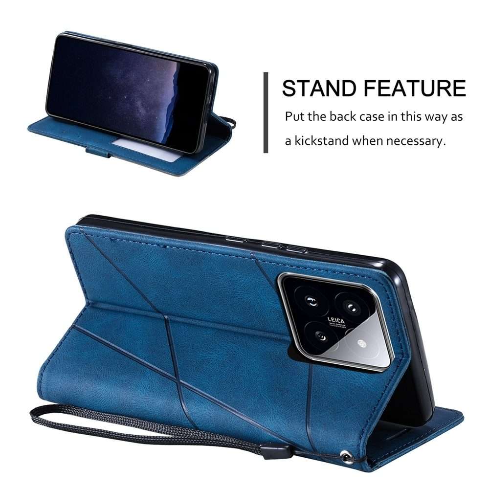 For Xiaomi 14 Pro Skin Feel Splicing Leather Phone Case(Blue)