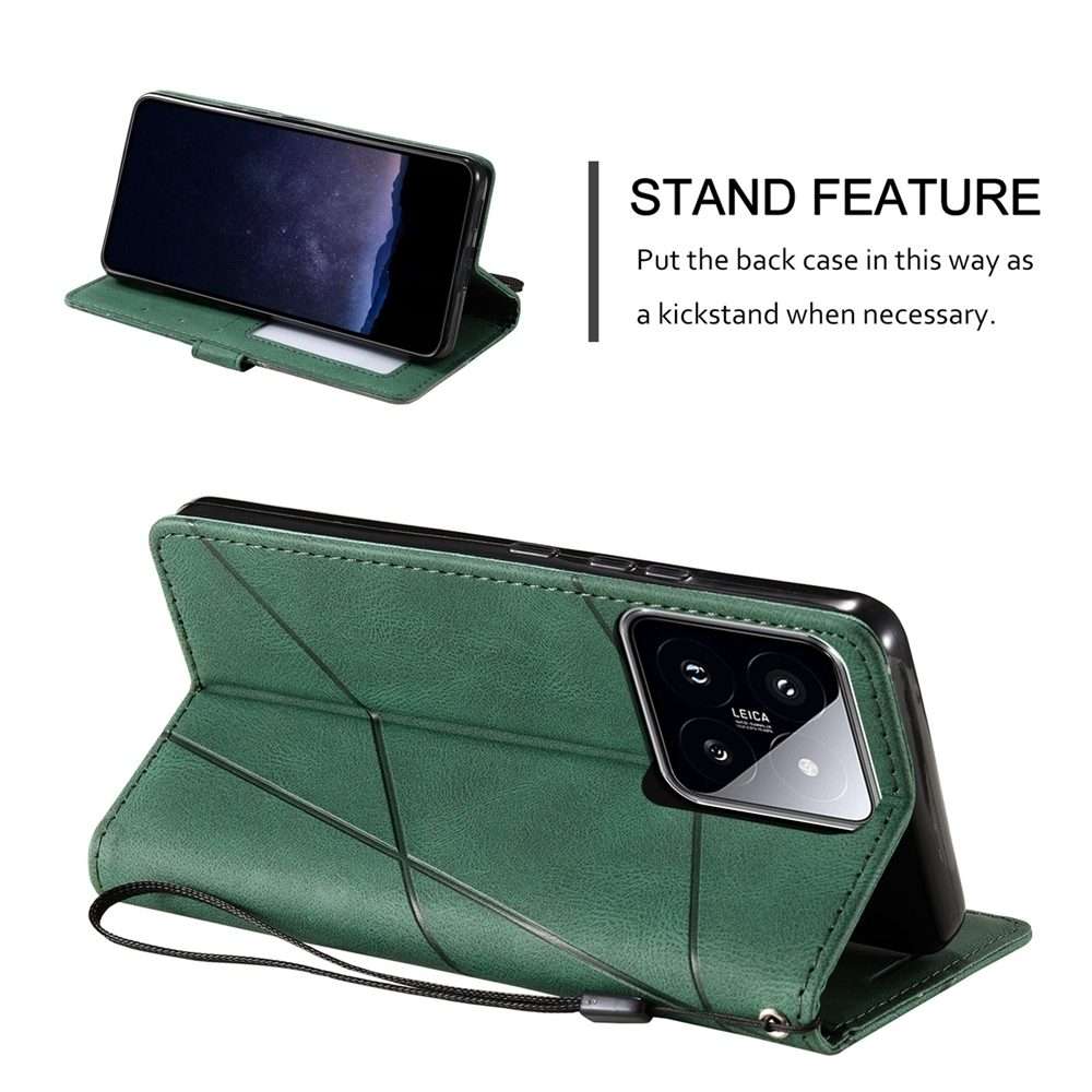 For Xiaomi 14 Pro Skin Feel Splicing Leather Phone Case(Green)
