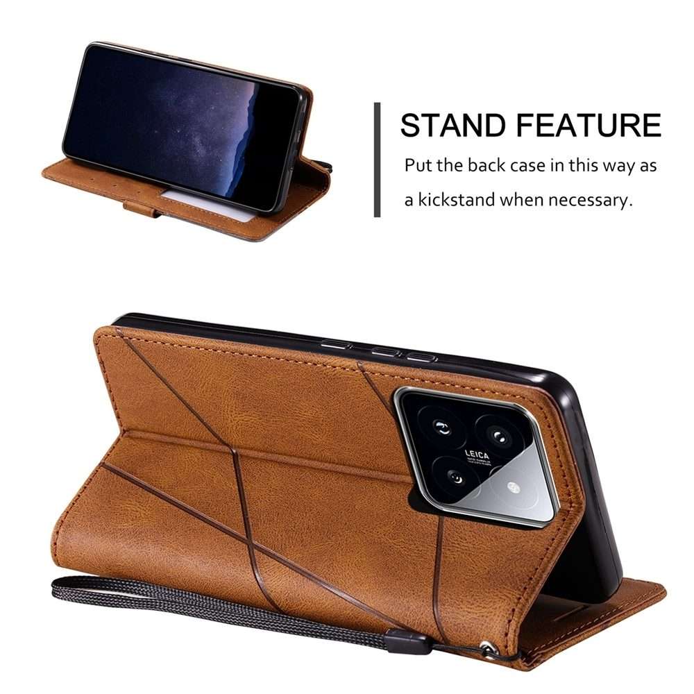 For Xiaomi 14 Pro Skin Feel Splicing Leather Phone Case(Brown)