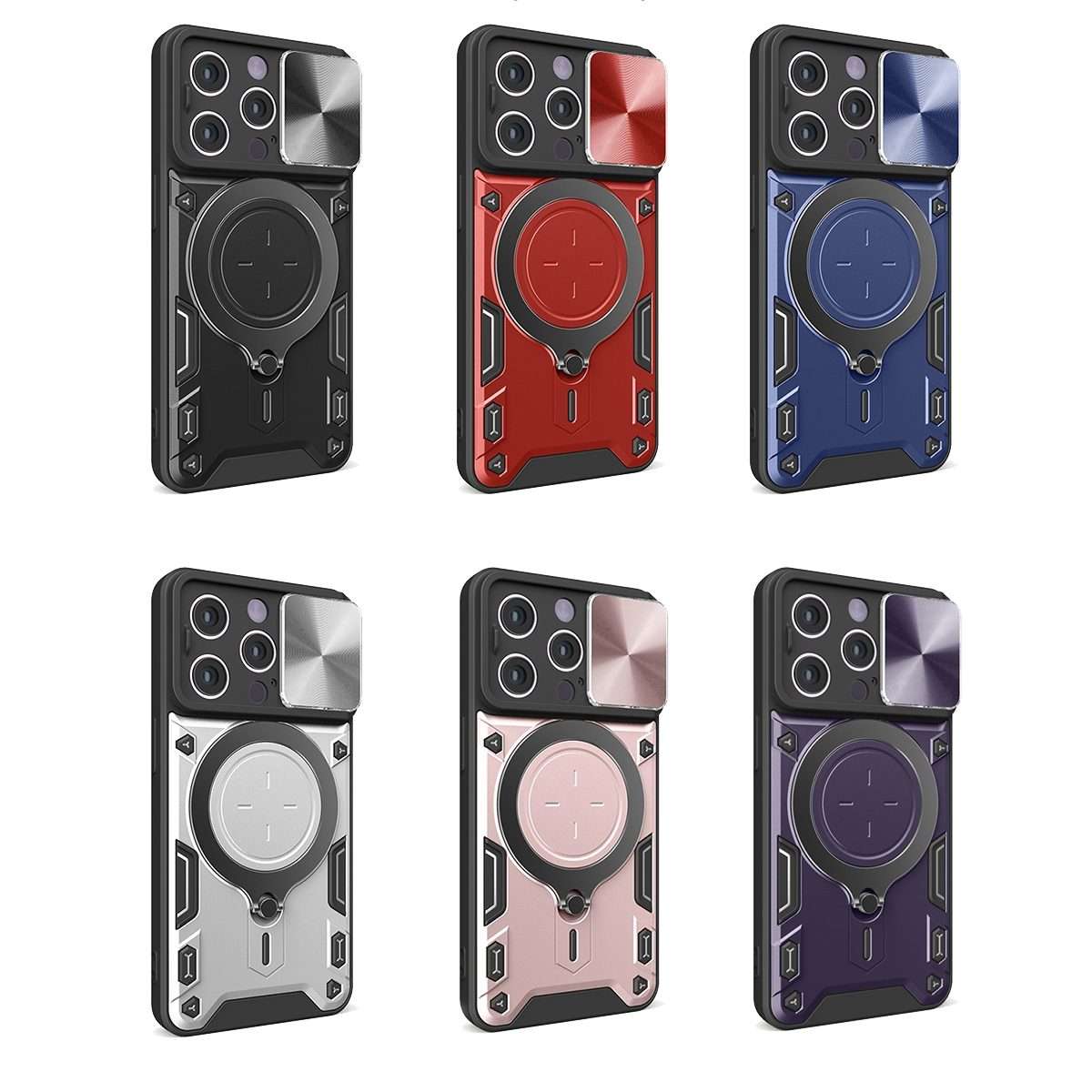 For iPhone 14 Pro CD Texture Sliding Camshield Magnetic Holder Phone Case(Blue)