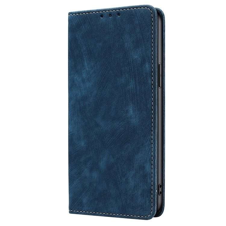 For Xiaomi 14 Pro RFID Anti-theft Brush Magnetic Leather Phone Case(Blue)