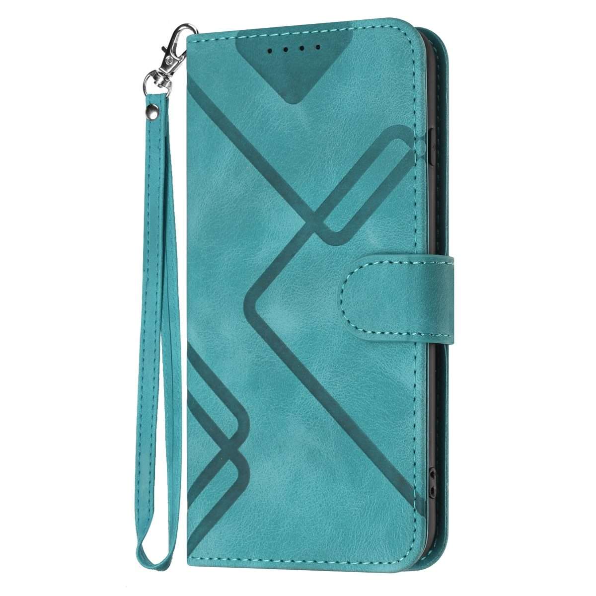 For Xiaomi 14 Pro Line Pattern Skin Feel Leather Phone Case(Light Blue)