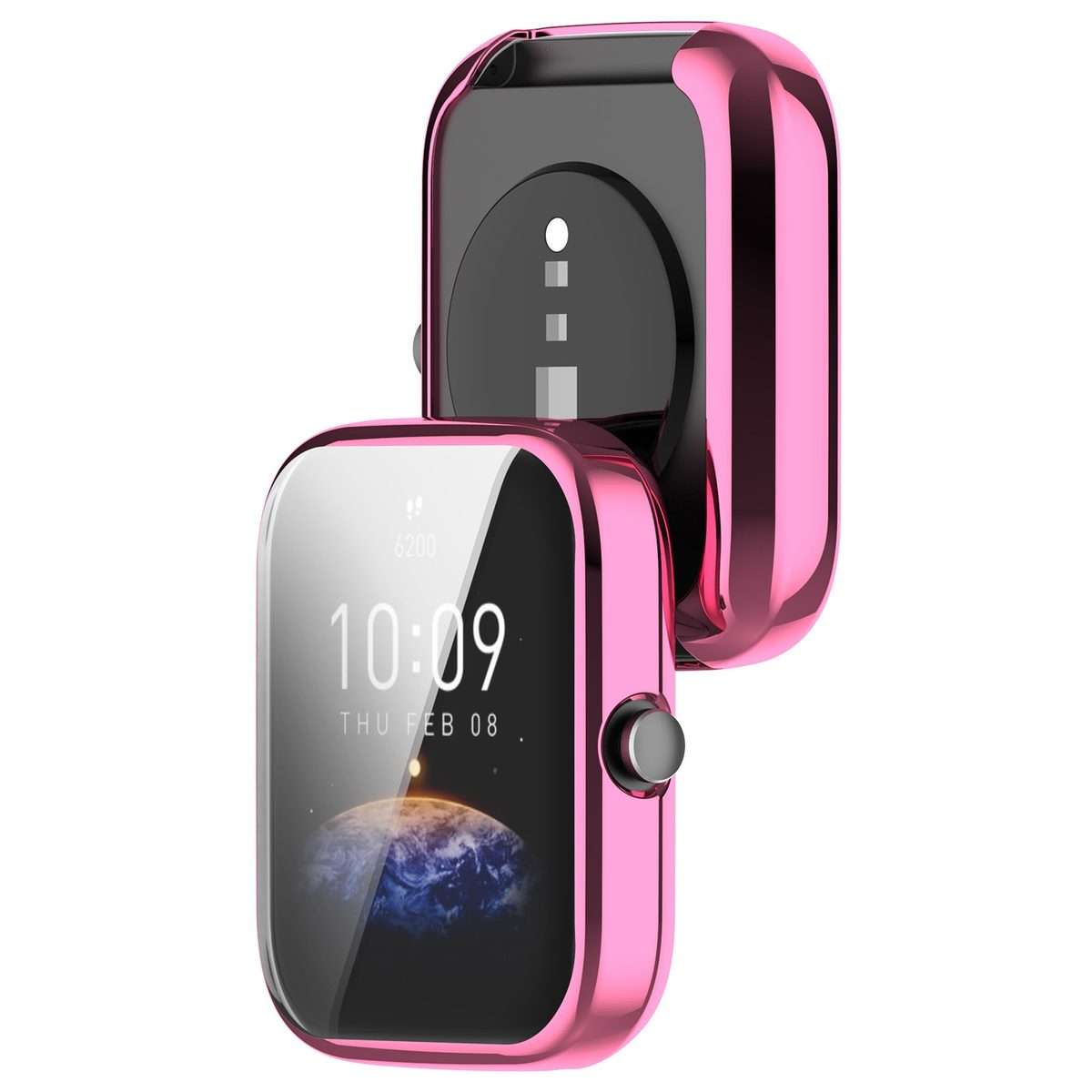 For Amazfit Bip 3 / Bip 3 Pro Universal Full Coverage TPU Electroplating Watch Protecti ... (Pink)