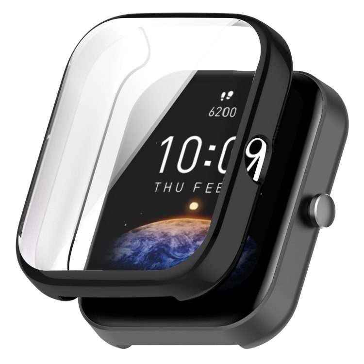 For Amazfit Bip 3 / Bip 3 Pro Universal Full Coverage TPU Electroplating Watch Protect ... (Black)