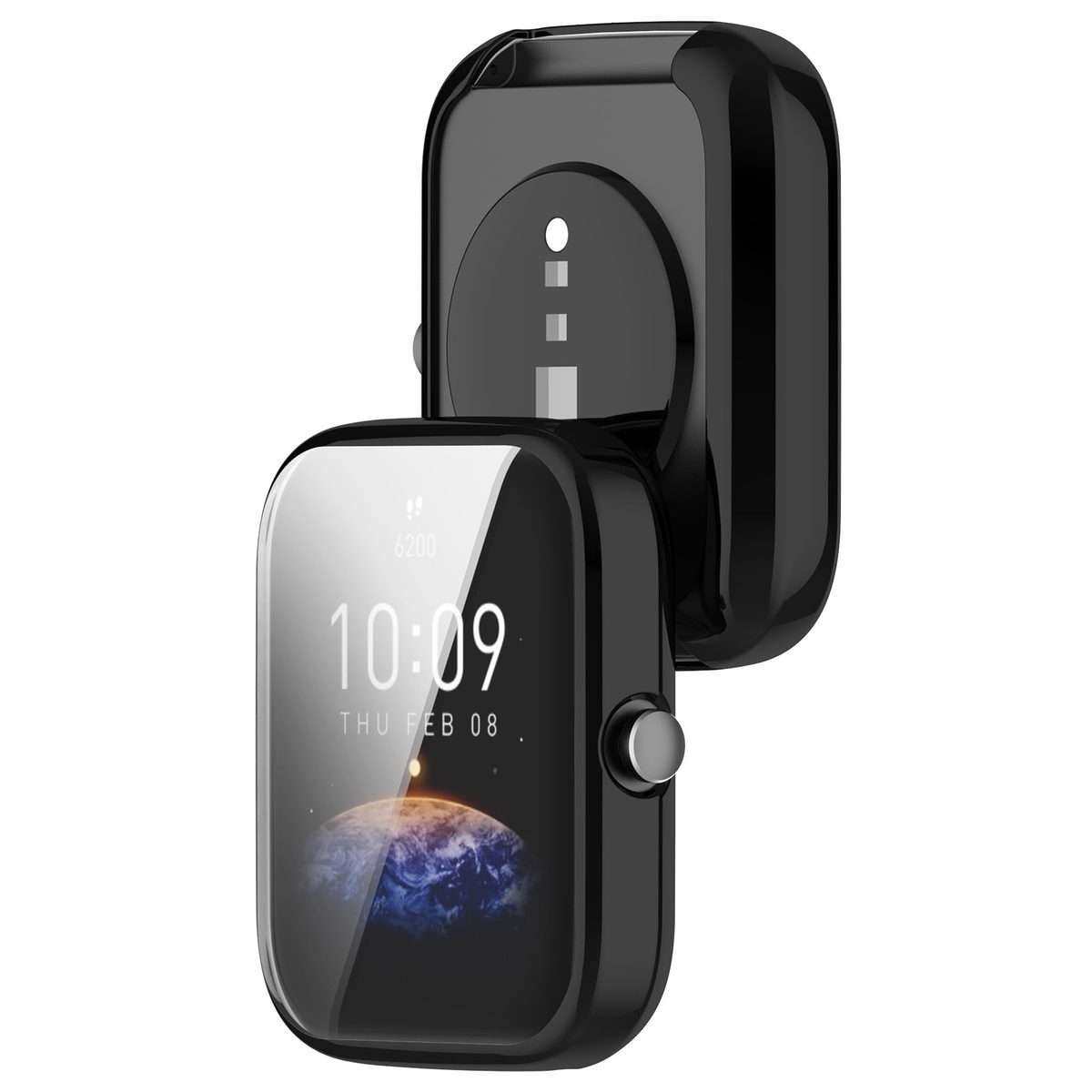 For Amazfit Bip 3 / Bip 3 Pro Universal Full Coverage TPU Electroplating Watch Protect ... (Black)