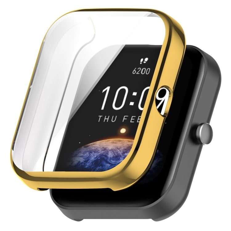 For Amazfit Bip 3 / Bip 3 Pro Universal Full Coverage TPU Electroplating Watch Protecti ... (Gold)