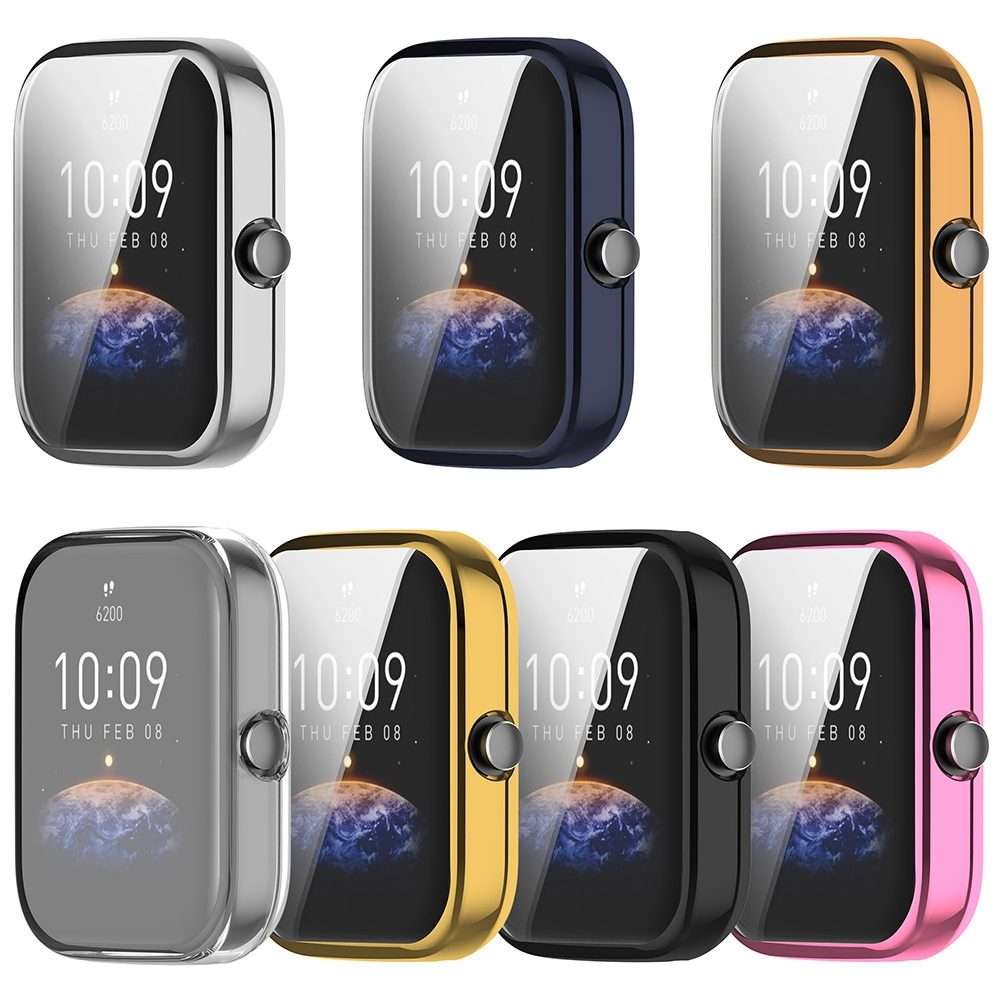 For Amazfit Bip 3 / Bip 3 Pro Universal Full Coverage TPU Electroplating Watch P ... (Transparent)